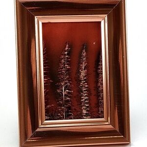 Miniature Glossy "Tamarack Trees" Print with Frame by artist Jason Girard